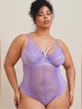 Torrid Purple Straps And Lace Bodysuit Lingerie 💜